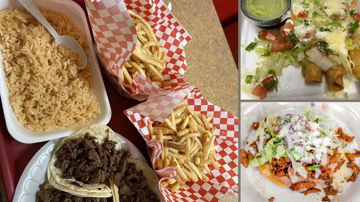 Close-up of tacos with fresh toppings.