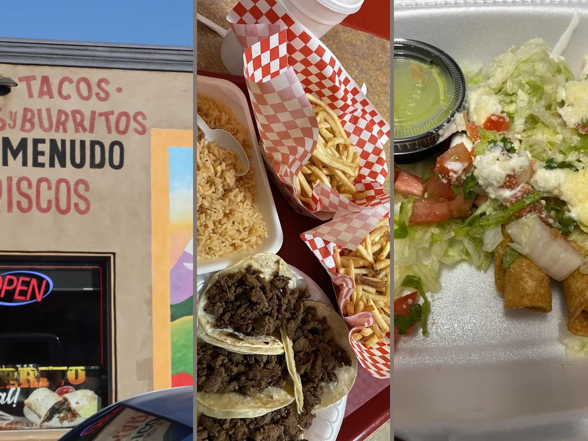 A tray of tacos and sides.
